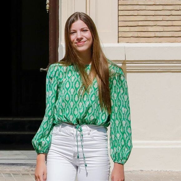 Zara blogger favorite green printed cotton top with waist tie - Picture 8 of 8